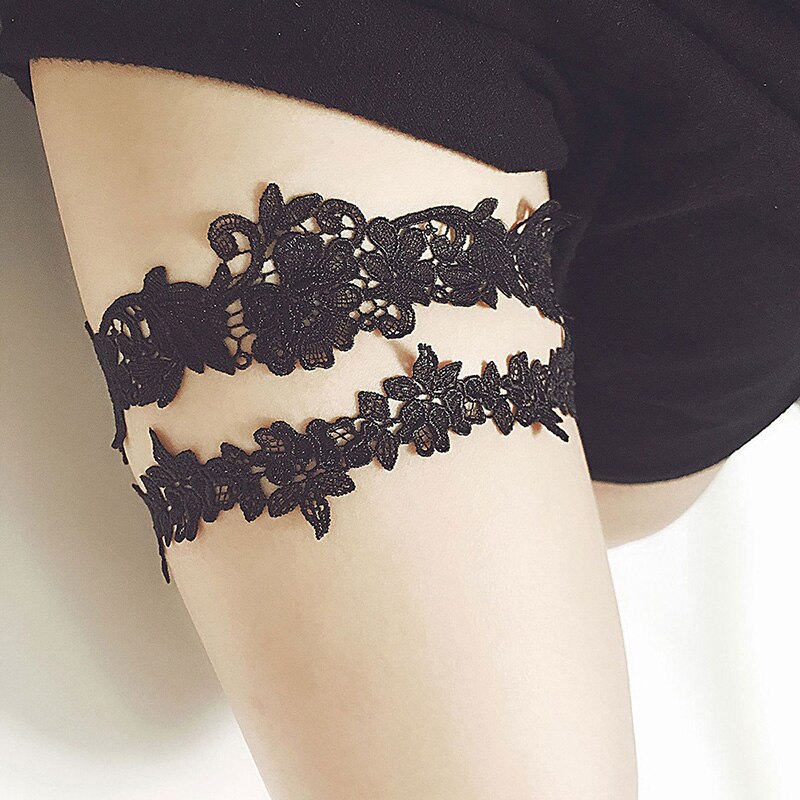 2pcs/set Wedding Garters Lace Embroidery Floral Sexy Garters For Women/Bride Thigh Ring Bridal Elastic Leg Garter: 1