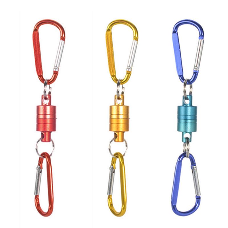 N0HA Outdoor Fly Fishing Hiking Magnetic Net Release Hanging Holder Magnet Buckle Lanyard Double Keychain Hook D-Ring Carabiners
