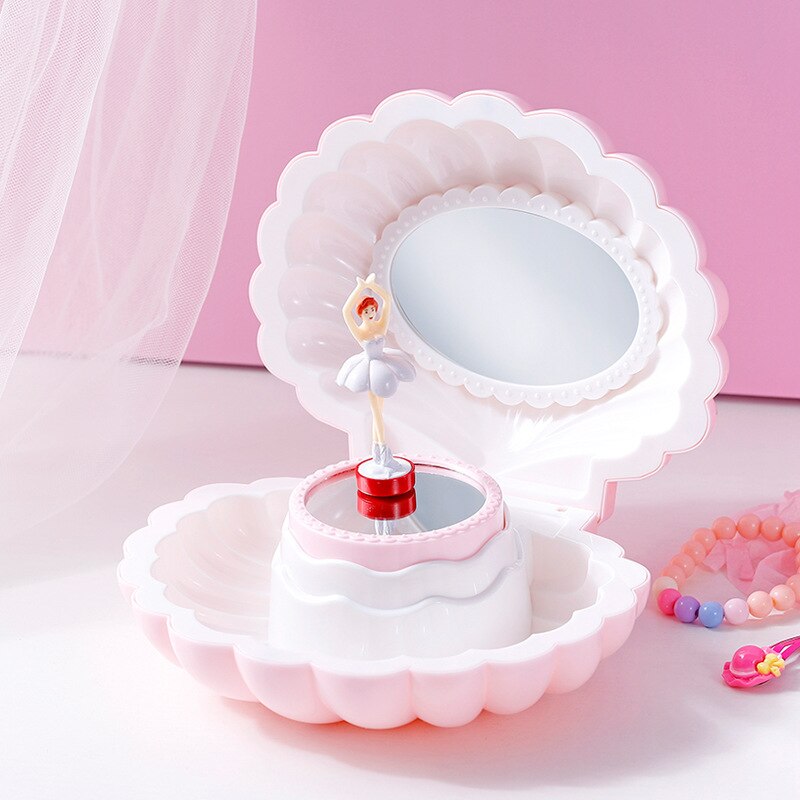 Colorful Flash Shell Music Box Music Box Girl Heart Children Girls Jewelry Jewelry Storage Box Rotating Dancing: No light 3
