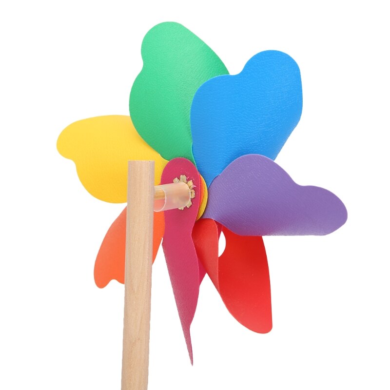 Træ vindmølle vind spinner pinwheels hjem haven have dekoration børn legetøj