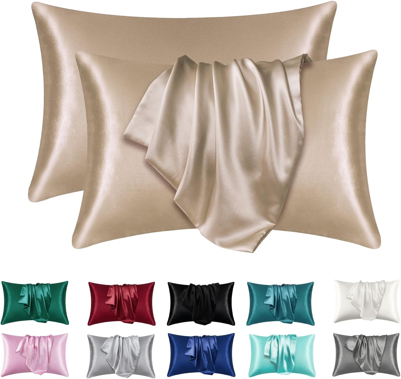 2 stücke Satin- Seide Kissen bezug für Haar und Haut, Korallen Kissen bezüge Standard größe Satz von Super weichen Kissen bezug: 470*740mm / MULTI
