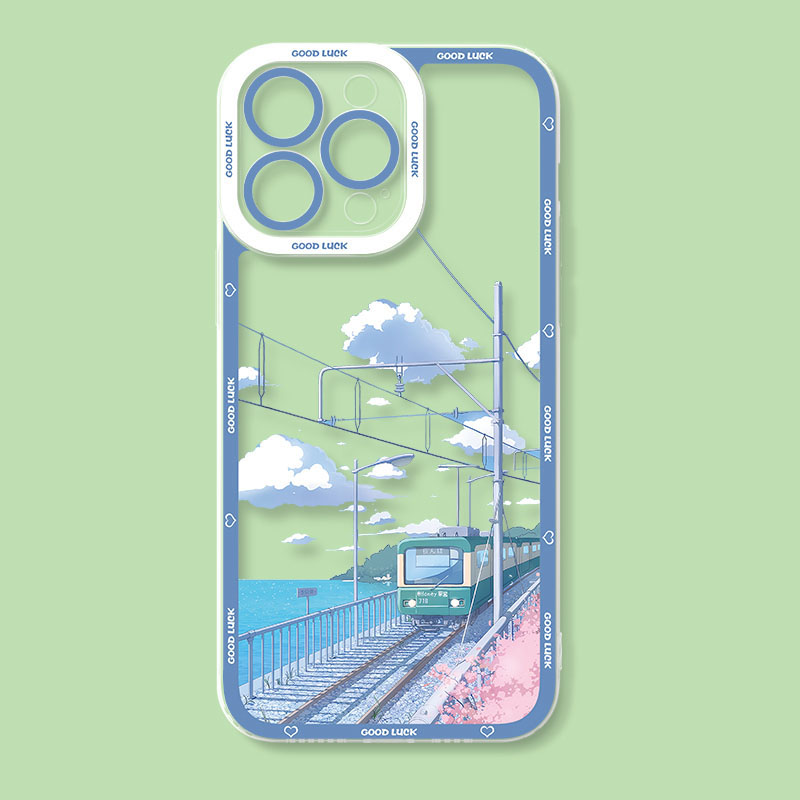 Hermosa funda con paisaje para OnePlus 8 8T 9 10 Pro 11 9R 9RT Nord Ace 2 2V One Plus 1+9R 1+8T 1+10Pro 1+11 1+Ace2 funda de silicona: plástico / Azul cielo