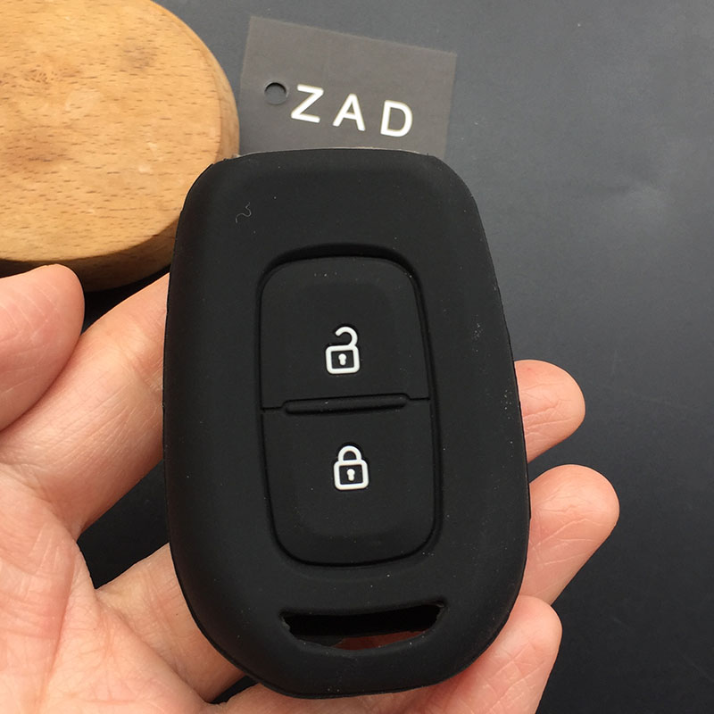 ZAD Silicone rubber car key cover case shell set for Renault Duster dacia scenic master megane 2 button remote key cover: black