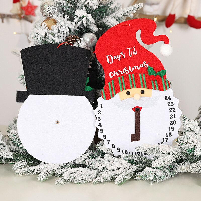 Christmas Timer Countdown Calendar Wall Hanging Pendant Santa Claus Snowman Calendars Clock Year Decor Home Ornament