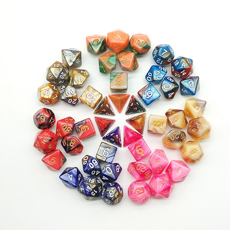 Multi-mix farve 7 stk terning sæt trgp spil polyhedron  d4-d20 multi-facetteret terningtårn akryl dados rpg multi-faced dnd terninger