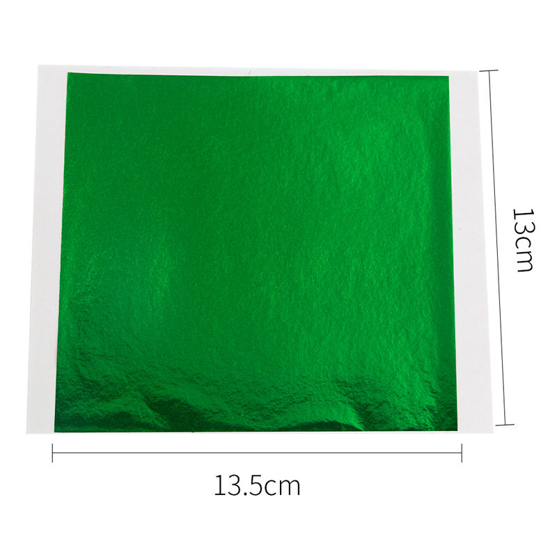 100 Uds. Hojas de hojas doradas de colores, manualidades de Arte de papel con purpurina plateada para paredes de muebles dorados, decoración Vintage de uñas, pintura DIY: Verde