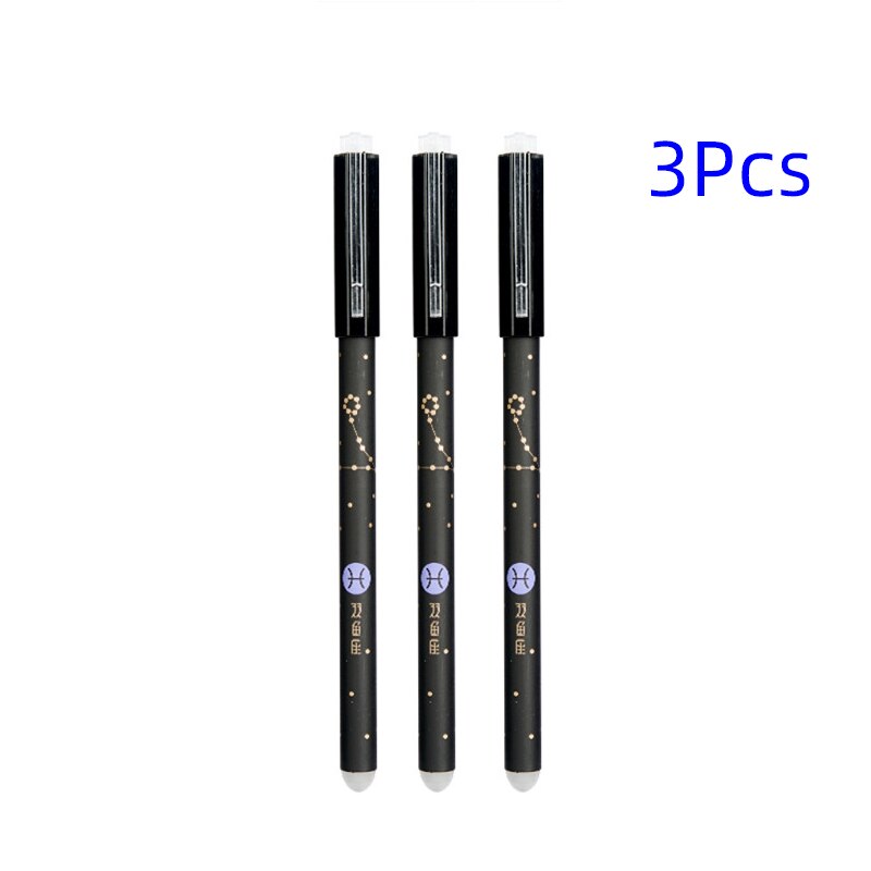 3Stck Löschbaren Stift, Neuheit 0,5mm sternenklar stift neutral Stifte für Schule Mädchen Schreiben Büro Liefert Schreibwaren: 3 Stck Pisces
