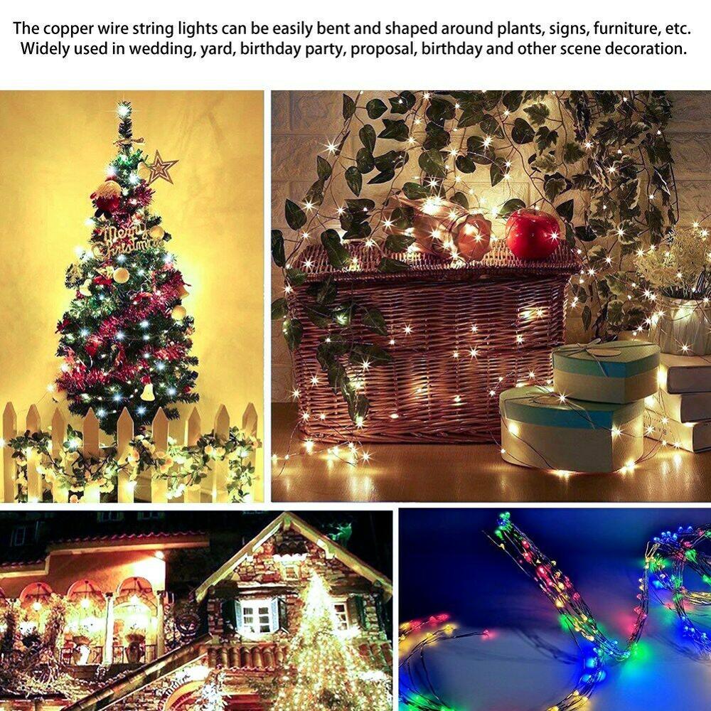 Sound Activated LED Music String Lights 5M 10M 12 Modes Waterproof Copper Wire Twinkle String Lights For Party Christmas Wedding