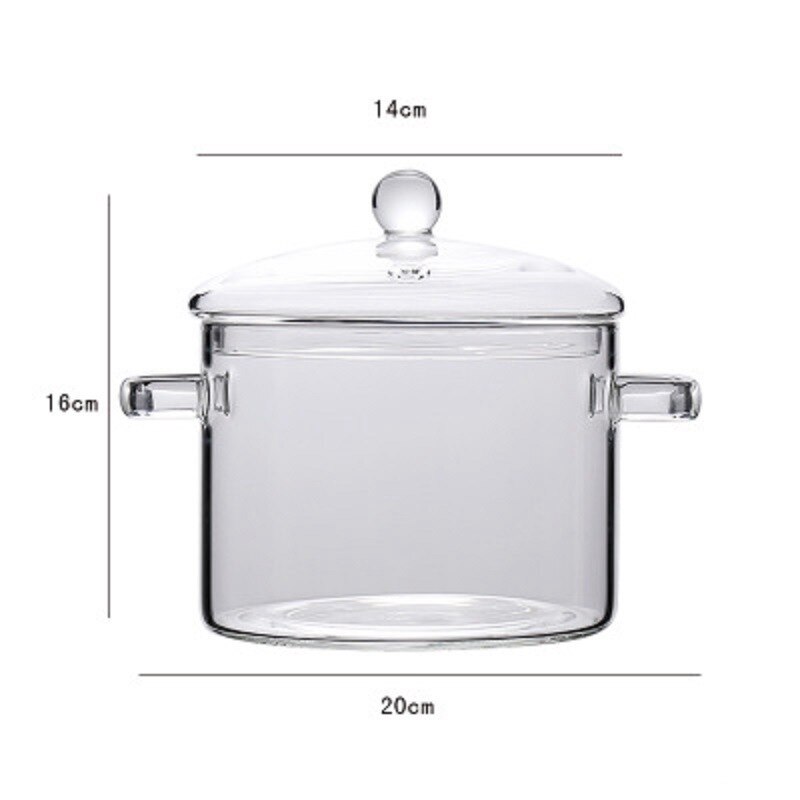 Cacerola de vidrio para cocina, Mini olla de horno transparente para sopa, cuenco para Fideos, accesorios de utensilios para cocina