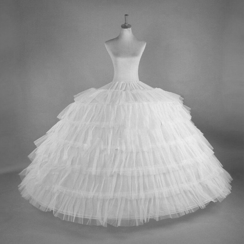 White Petticoats for Wedding Dress 6 Hoops 6 Layers Tulle Adjustable Ball Gown Prom Crinolina Vestido De Novia