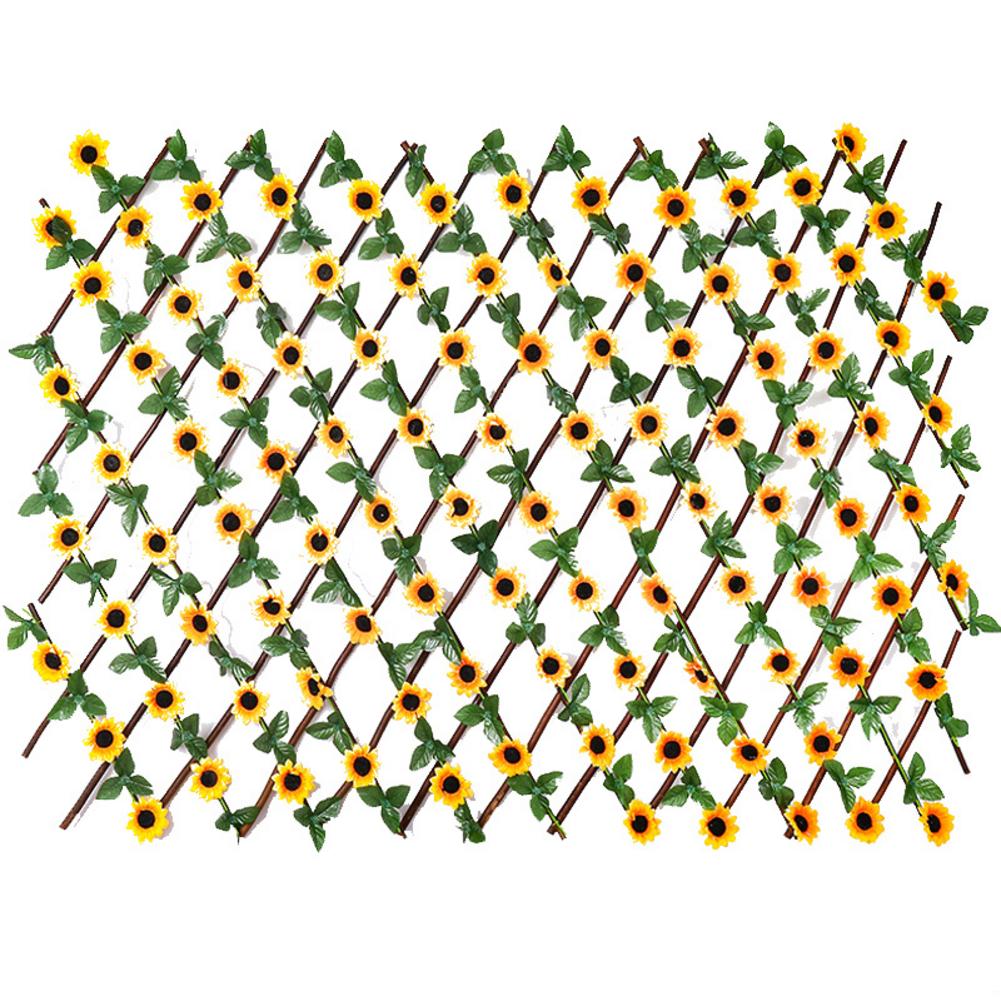 Expanding Trellis Fence Retractable Fence With Artificial Sunflower Leaves Plant Fence UV Privacy Screen For Garden Home Decor