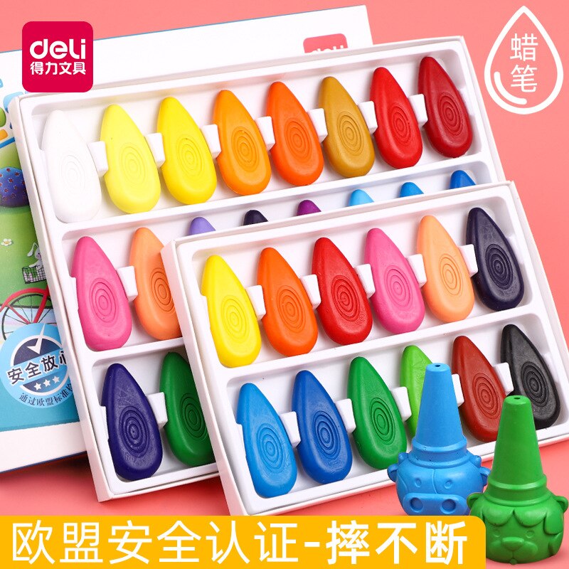 DeLi Water Crayons Children Wax Caryon Kindergarten Baby 12 Colors Graffiti Brush Coloring Pen Art Paintbrush