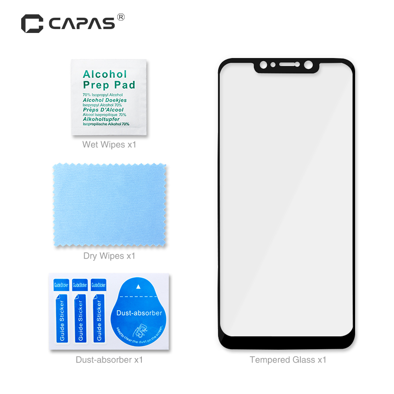 2Pcs For Xiaomi Pocophone F1 Screen Protector Tempered Glass 9H 2.5D Full Coverage LCD Guard Poco F1 Protective Film Shockproof