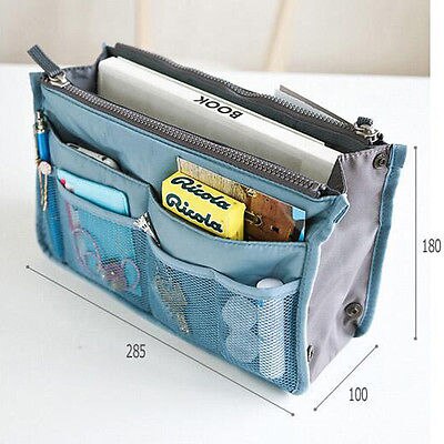 Women Lady Insert Handbag Travel Comestic Large Liner Bag Organiser Purse Zip Makeup Case