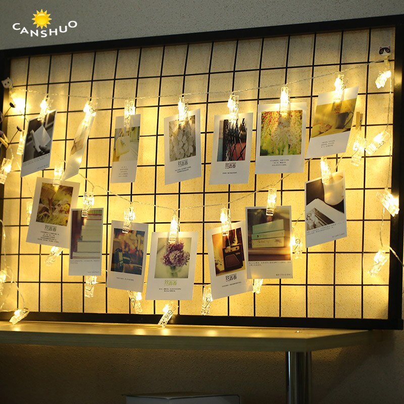 Garland Card Photo Clip Led String Light 1/2/4M Led Fairy Light Bedroom DIY Clothespin Shapes Battery Christmas Decorative Lamp