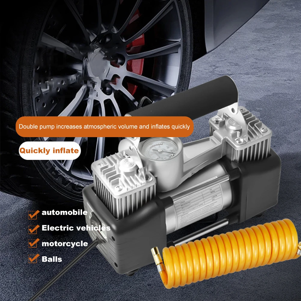 Portable Air Compressor 12V 150PSI Dual Cylinder Heavy Duty Car Tire Inflator Car Tire Inflatable Pump Electric Tyre Inflator