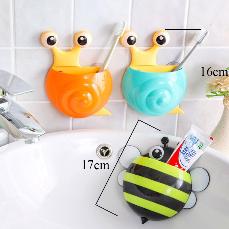Support mural de rangement en forme d'escargot | Mignon Kawaii abeille et escargot, support mural pour brosse à dents, étagère de salle de bains, organisateur pour l'entretien ménager, ventouse forte,