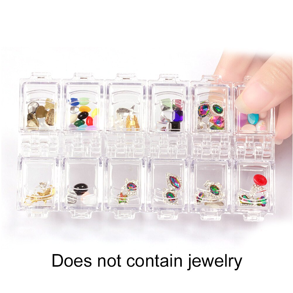 Boîte de rangement strass conteneur Portable 12 grilles diamant cosmétique en plastique ongles bijoux organisateur boîte de rangement conteneur