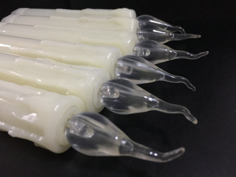 LED Taper Battery Operated Flameless Candle Dipped wax Flickering Electric light lamp f/Wedding Xmas Home party decor 17CM-Amber