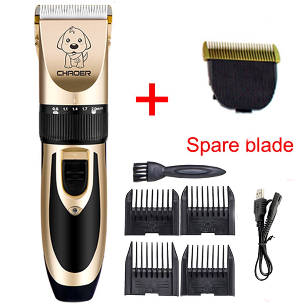USB Charger Dog Hair Trimmer Pet Trimmer Haircut Machine Rechargeable Low-Noise Clipper Kit Pet Hair Remover Grooming Cutter: add extra blade