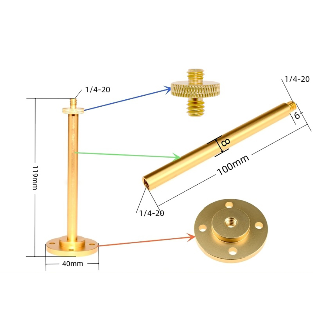Soporte para lámpara de Camping, poste de luz desmontable, aleación de aluminio, soporte para luz exterior, colgador de lámpara, soporte adaptador para trípode de montaje 1/4-20: Negro