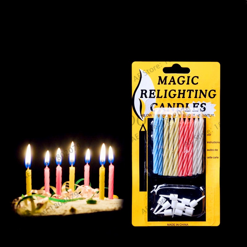 10pcs/pack birthday candle can't blowing out birthday candle magic candle party supplies novelty toys
