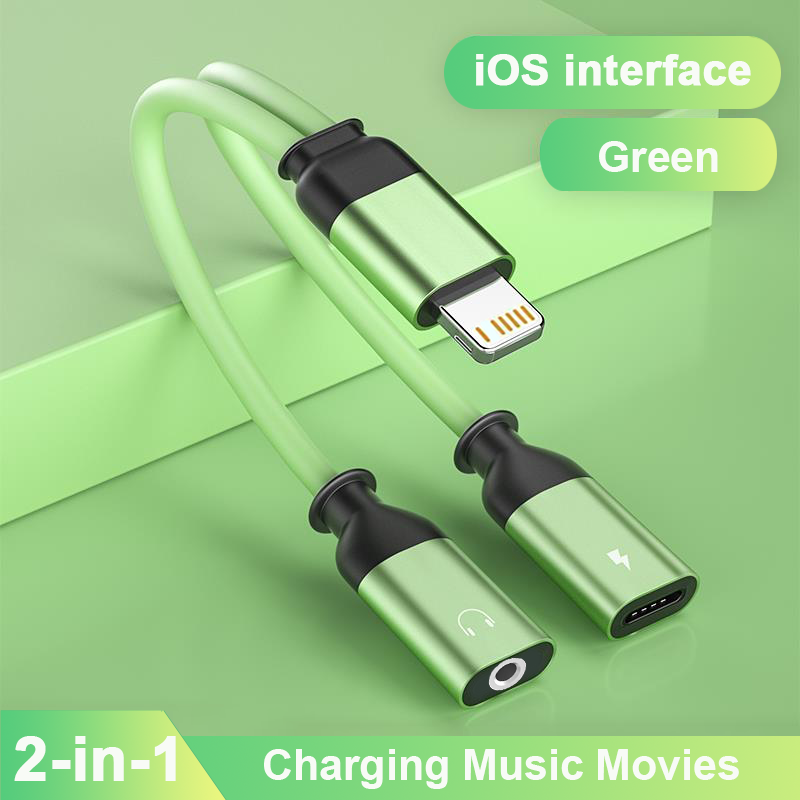 OTG 2 en 1 iOS a iOS adaptador de carga rápida 3,5mm adaptador de conector de auriculares divisor para iPhone 14 13 12 11 8 Pro Max X XR SE iPad