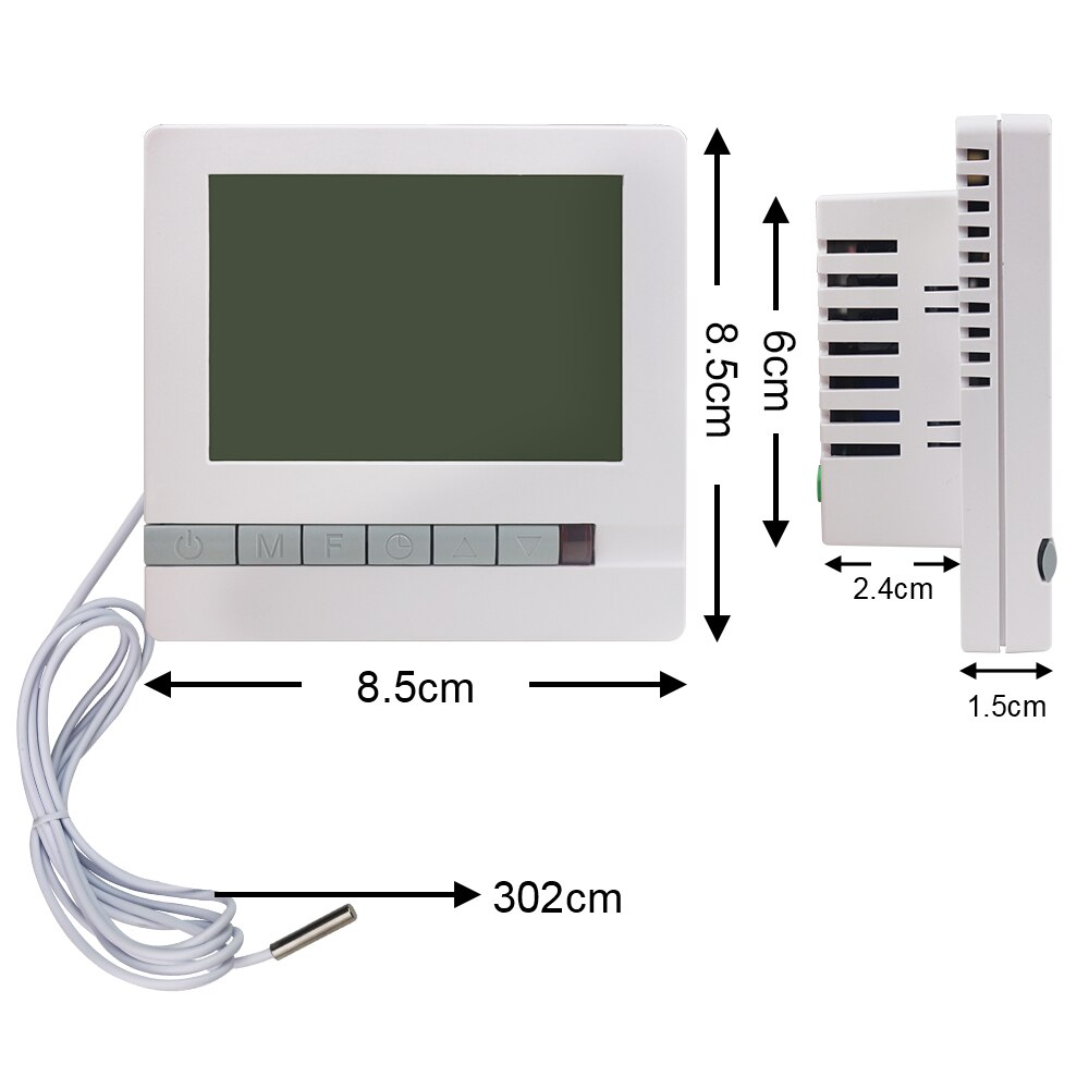 220V 16A Floor Heating Thermostat LCD Programmable Temperature Controller with 3m Temperature Sensor