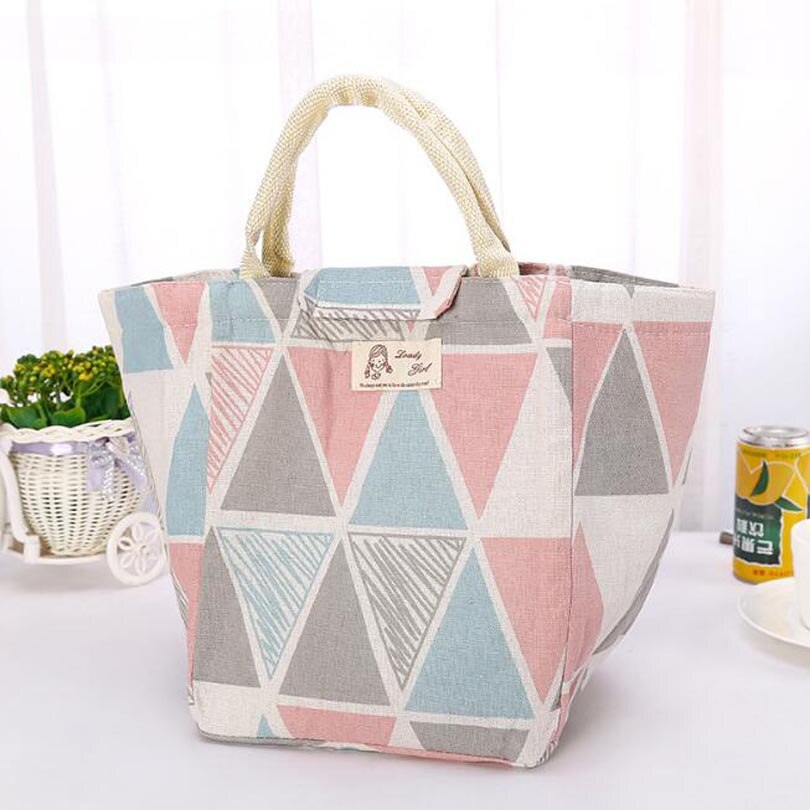 Leaf Pattern Waterproof Oxford Tote Lunch Bag Large Capacity Thermal Food Picnic Lunch Bags for Women kid Men Cooler Lunch Box: Pink 02