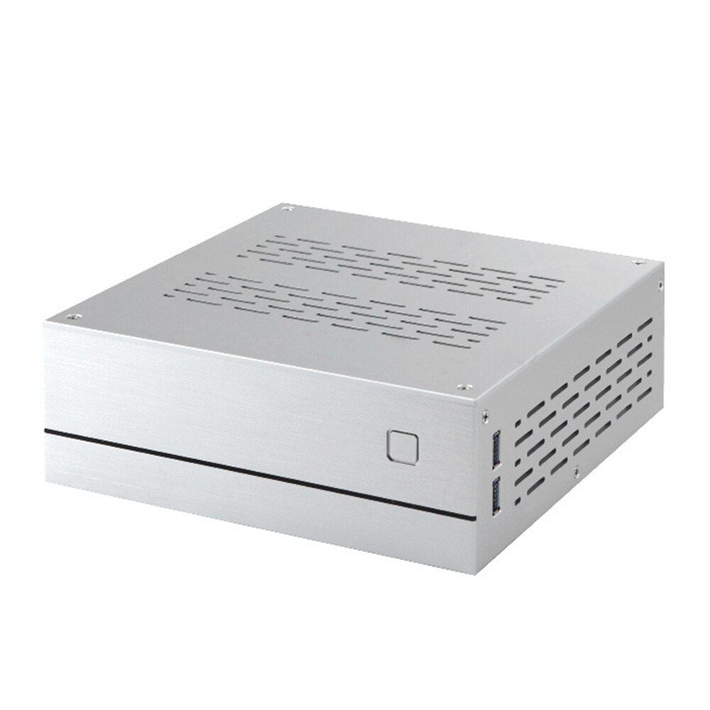 Teräsrunko mikro -atx alumiini -etuovi toimisto mediakeskus usb 3.0 -liitäntä htpc -kotelo tietokone led -ilmaisin tuulettimet: Hopea