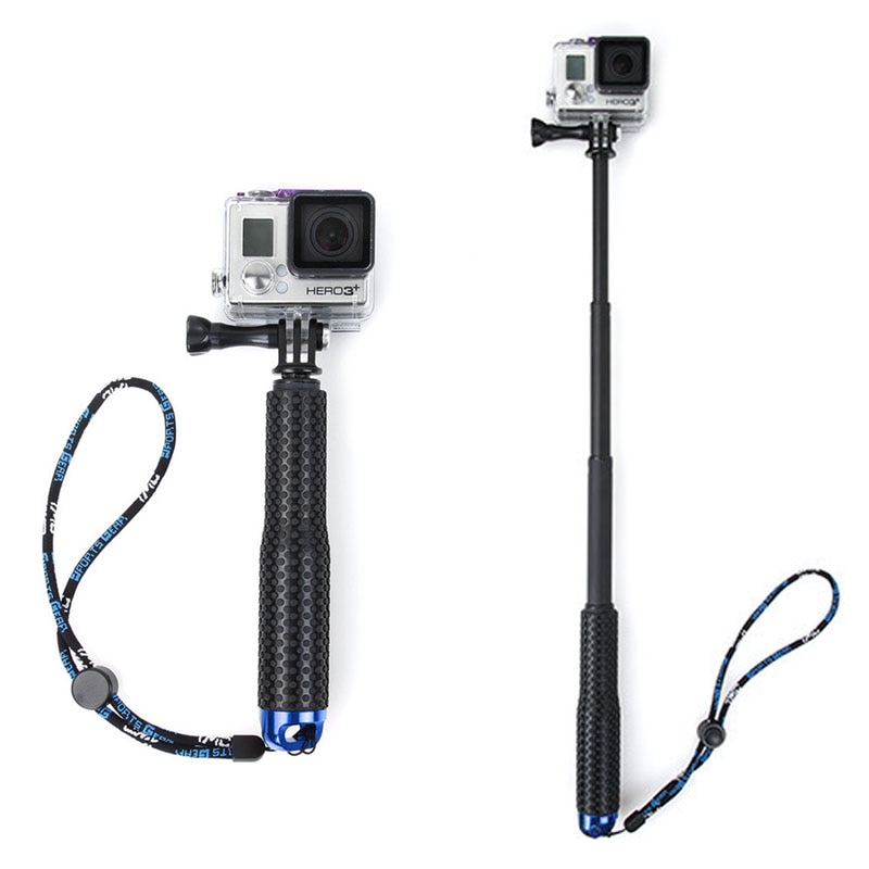 1 Set Uitschuifbare Pole Mini Selfie Stok Waterdichte Monopod Blauw Voor Gopro Hero 4/3/3 +