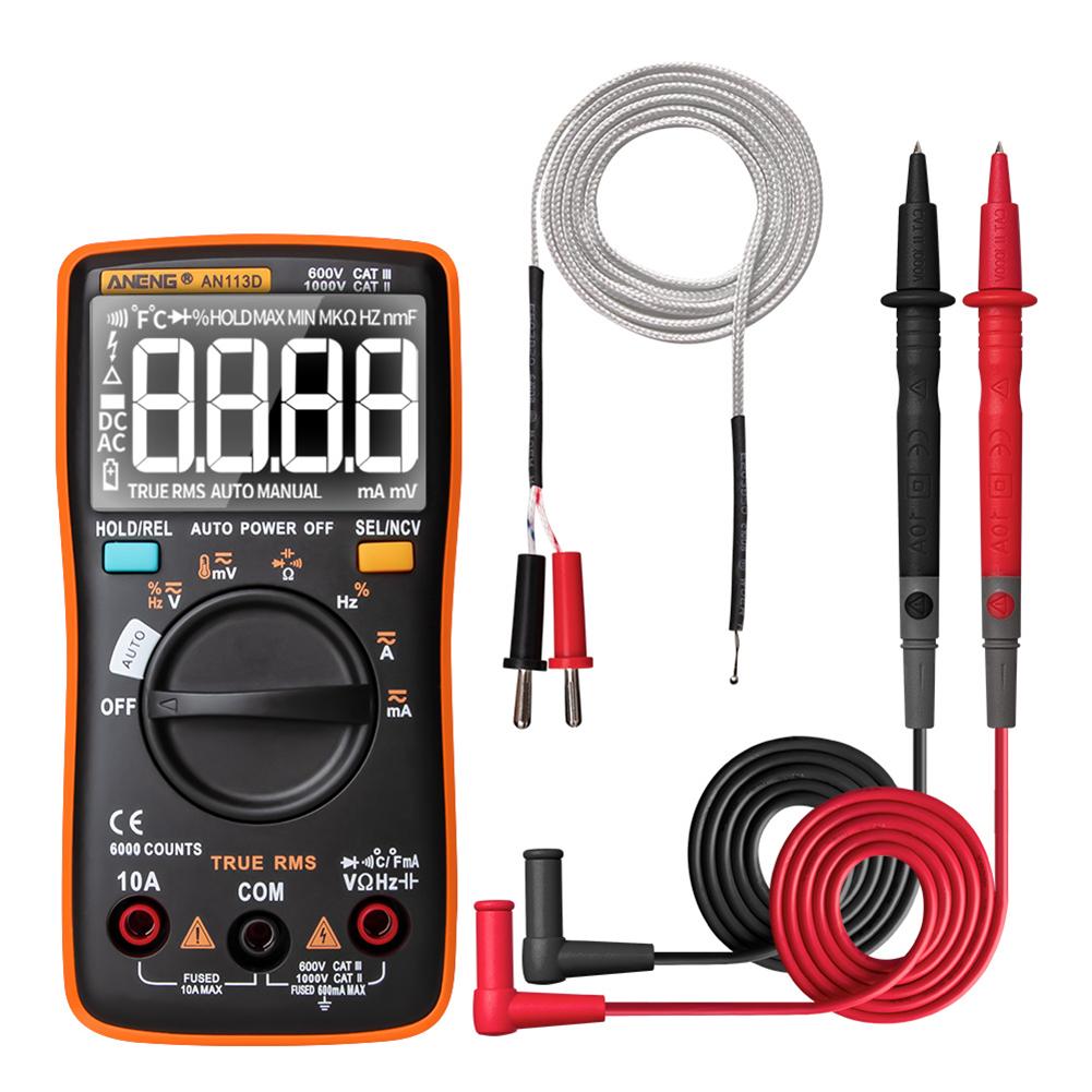 An113d ncv digitalt multimeter ac/dc spenningstester autoavstandsstrømtest håndholdt måler digitalt multimeter bakgrunnsbelysning: Oransje