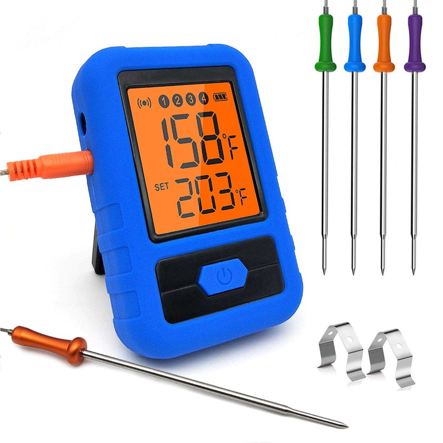 Meat Thermometer Wireless Bluetooth Oven Kitchen BBQ Grill Barbecue Food Cooking Smoker Thermometer Remote 6 Probes: bluefang4Probes