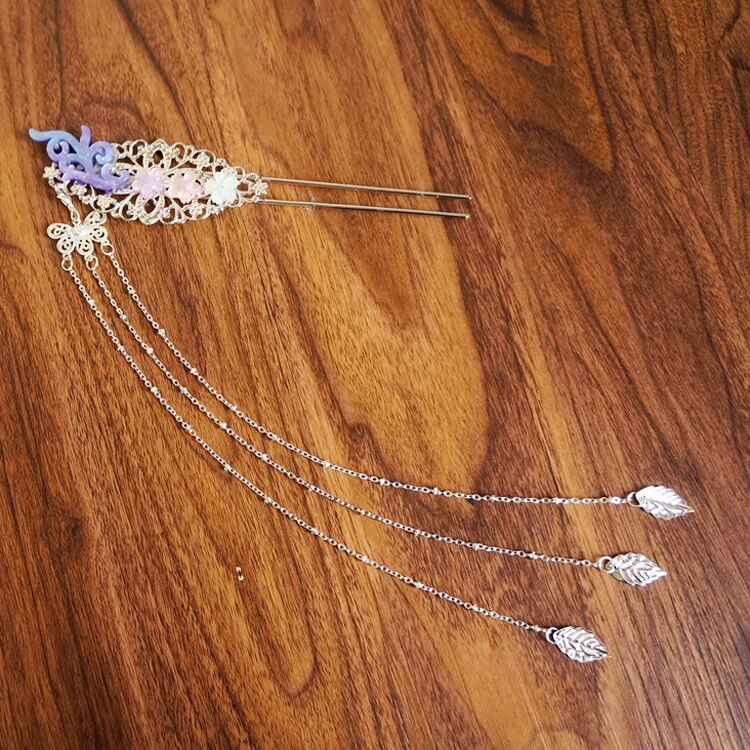 Clip para el pelo de pez lágrimas de hombre Hanfu Kanzashi cheongsam antigüedad accesorios de borla adornos clásicos para el cabello tocado hecho a mano: Left Kanzashi