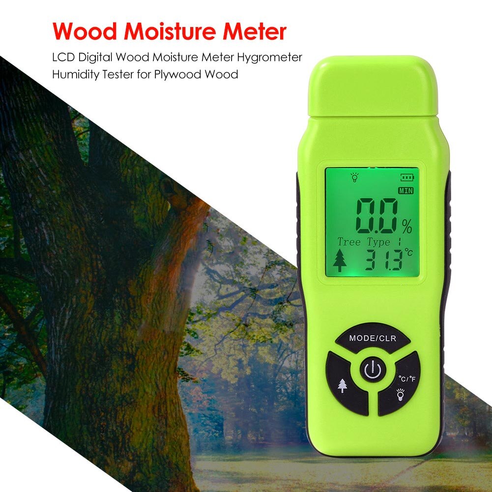 Tool Practical Backlight Measuring Humidity Firewood Wood Moisture Meter Data Hold Digital Handheld LCD Display Two Pins