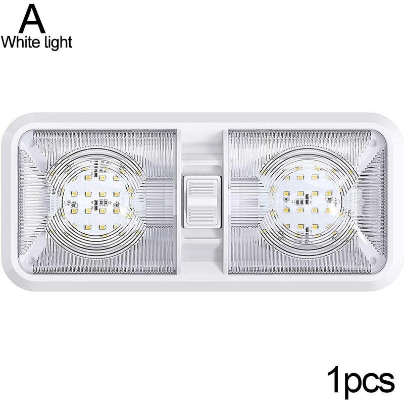 Plafonnier LED intérieur de voiture, 12V, 4500K, éclairage d&#39;intérieur, lampe de lecture, pour camping-Car, camping-Car, caravane, Marine, Double dôme: A option1