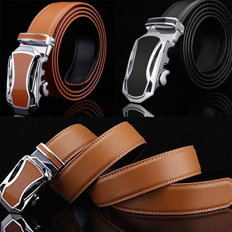 Adjustable Length Men Casual Waistband Leather Automatic Buckle Belt Waist Formal Suit Belt Accessory