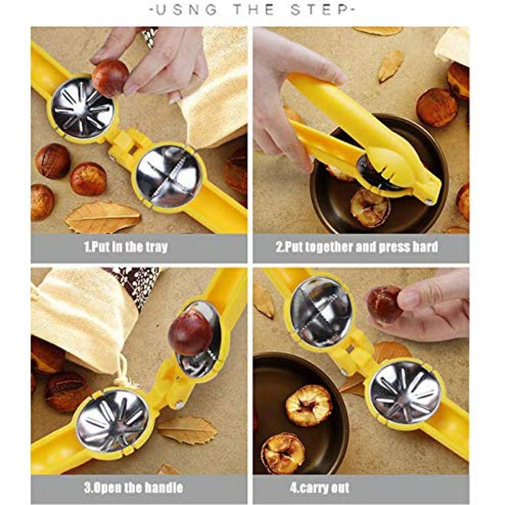 304 Stainless Steel Manual Chestnut Opener Peeler Metal Nutcracker Sheller 2 in 1 Chestnut Nut Clip Cutter Gadgets Kitchen Tools