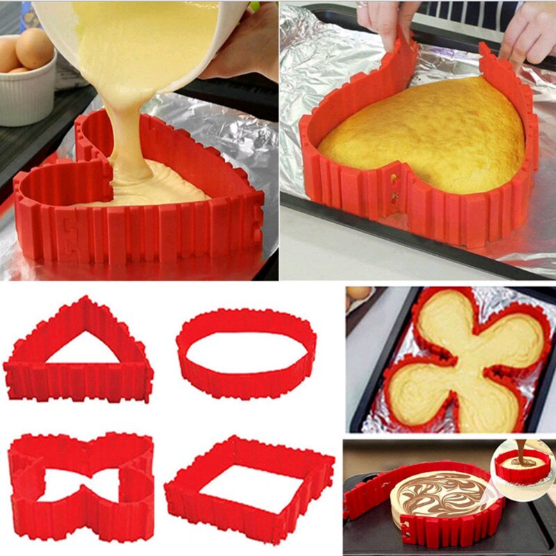 Juego de moldes de silicona para repostería, herramientas para hornear de varios estilos, DIY, reutilizables, para pan, tortas y tortitas, 4 unids/set