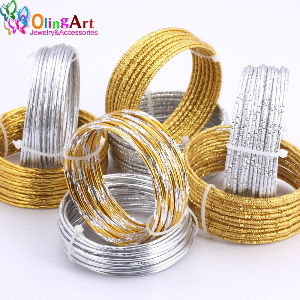 1M/5M lot 2.0mm Various Patterns Aluminum wire gold/silver soft craft versatile metal wire DIY Handmade jewelry making