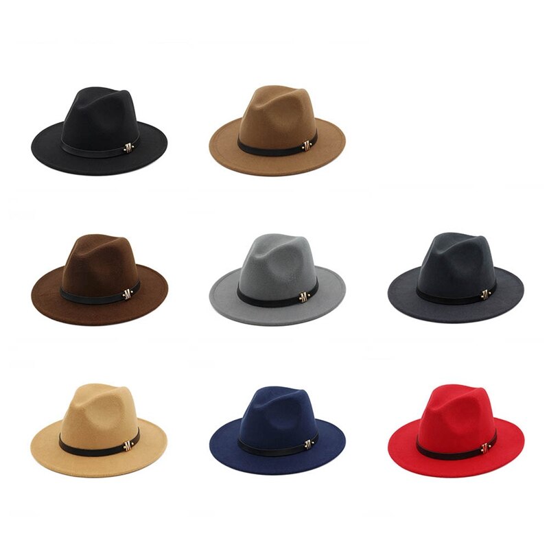 Hoeden Voor Mannen En Vrouwen 8 Stijl Wollen Cowboyhoed Retro Platte Top Grote Hoed Jazz Vilten Hoed Brede rand Hoed Gesp Mode Zonnehoed