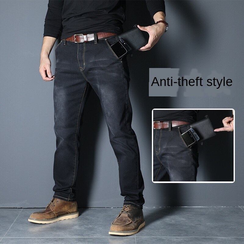 Stor størrelse 44 46 48 jeans herre stretch bomuld åndbar mandlige forår efterår denim lange bukser lette jeans arbejds fritidsbukser