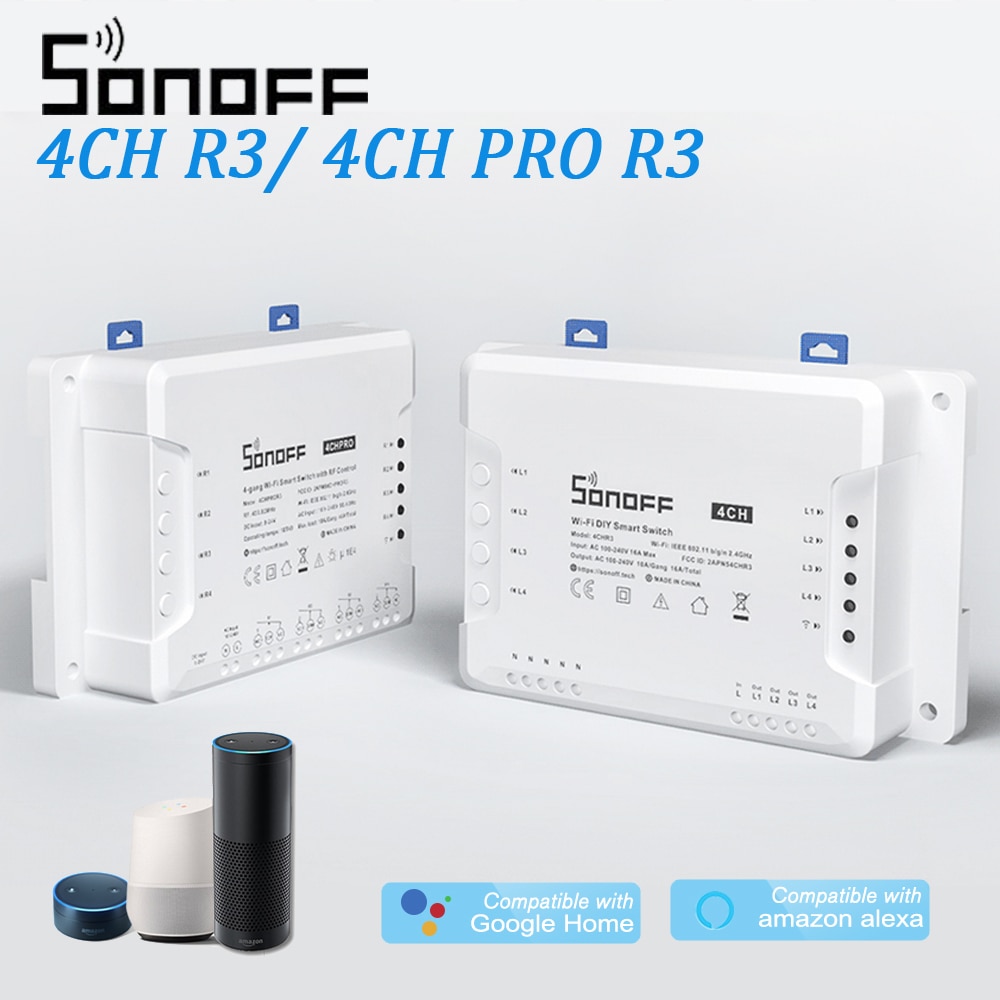 Sonoff 4CH R3/ 4CH Pro R3 Wifi Schakelaar Module 4 Gang Wi-fi Diy Smart Switch App Voice Control Smart thuis Voor Alexa Google Thuis