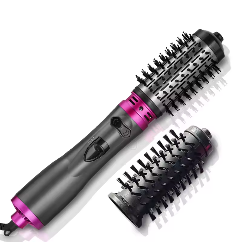 2-In-1 Professionele Automatische Roterende Haardroger Krultang Kam Heteluchtborstel Ion Multifunctionele Styling Tool: Black / uk plug