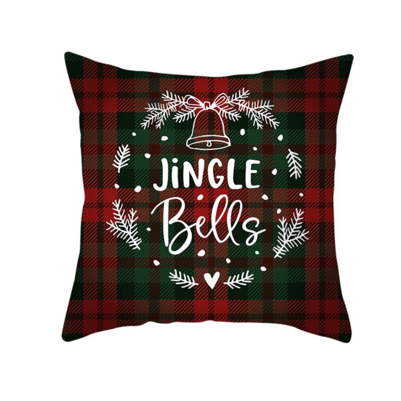 17.7in Double face décoratif thème de noël à carreaux jeter taie d'oreiller rouge vert noir Plaid taie d'oreiller pour la maison: 13