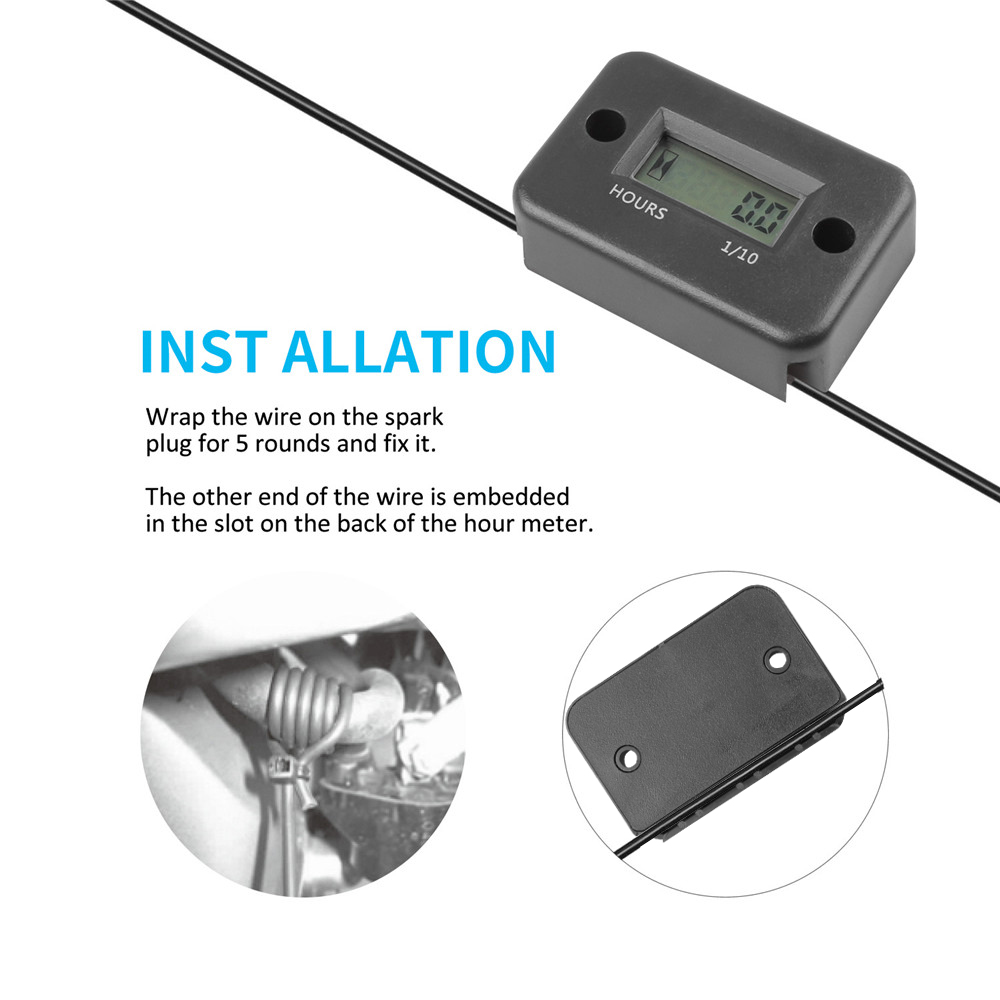 Temporizador inductivo, resistente al agua, contador de horas de trabajo para motor de motocicleta, pantalla Lcd, Gause de tiempo Digital para Atv, barco, instrumento de Moto