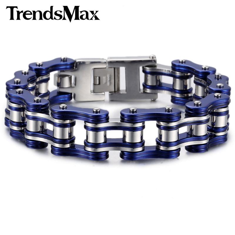 Men's Bracelets Hiphop Biker Motorcycle Link Chain 316L Stainless Steel Bracelet For Male Jewelry 18/18.5/19mm KHBM56