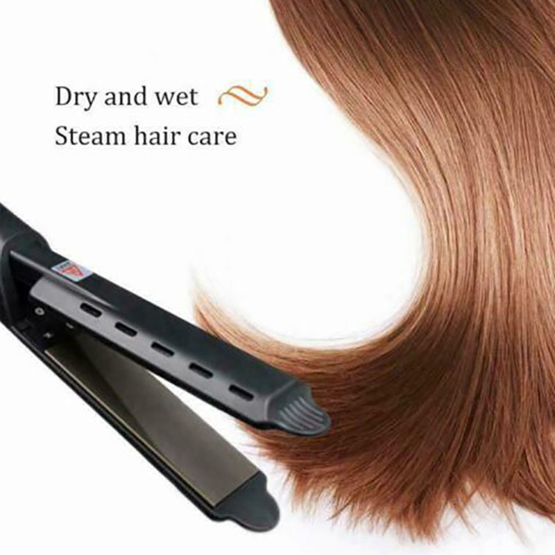 Plancha de pelo a vapor, rizador de pelo con Panel ensanchado para el hogar, plancha de turmalina de cerámica con temperatura ajustable de cuatro engranajes