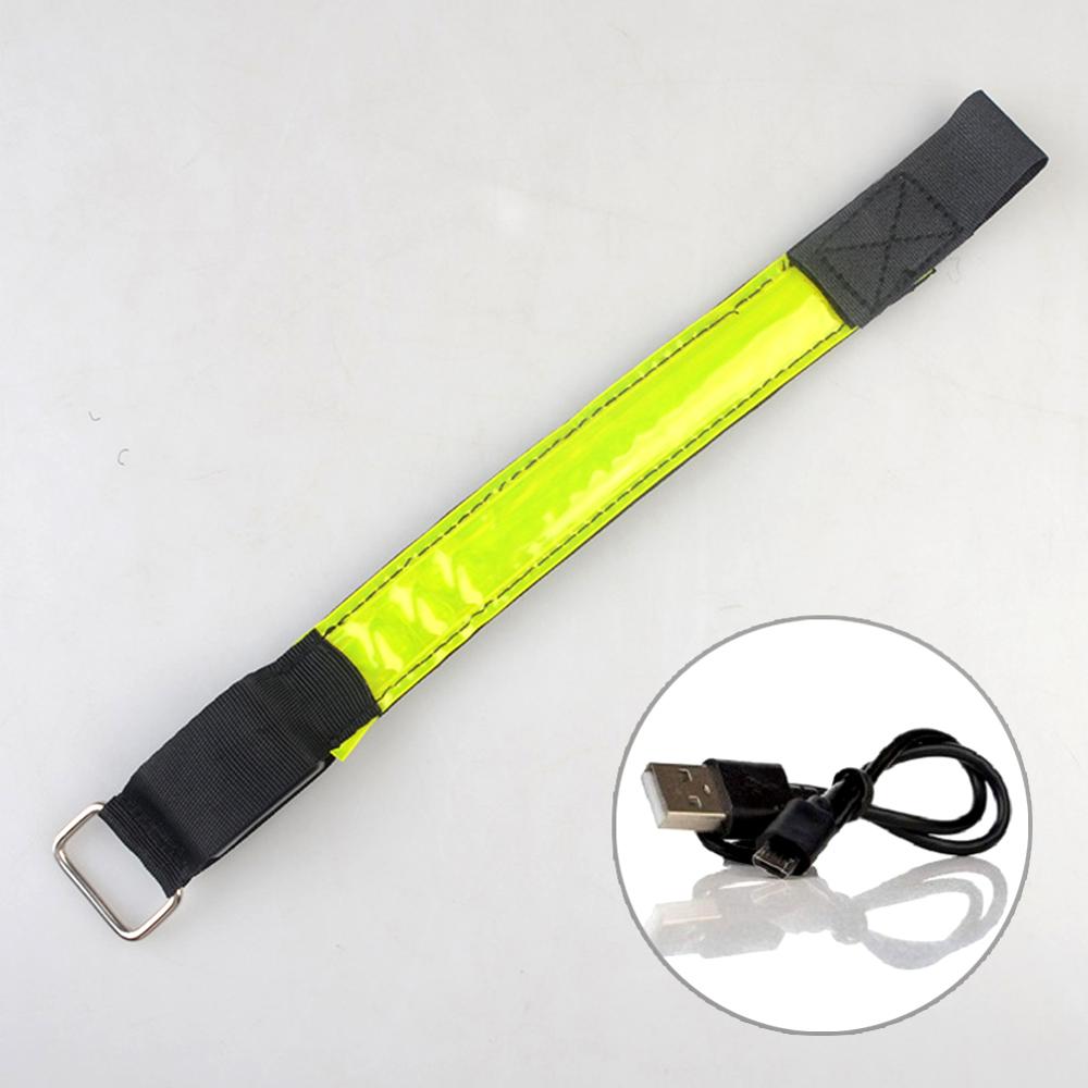 Usb genopladeligt led lysende armbånd reflekterende bånd nat sikkerhedsbånd løbe cykeludstyr til joggere cyklister vandrere koncerter: Gul