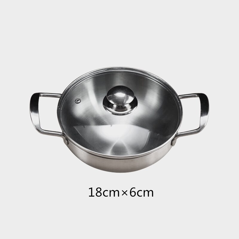 Koreansk oljesparende stekepanne husholdnings mini frityrkoker doble ører liten tørr gryte gryte restaurant suop gryterett panne glass lokk lokk: 18cm med deksel